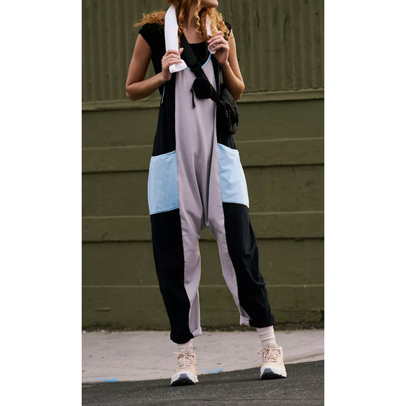 Free People Pants - FREE PEOPLE FP MOVEMENT RAINDROP COMBO HOT SHOT COLORBLOCK ONE PIECE JUMPSUIT S
